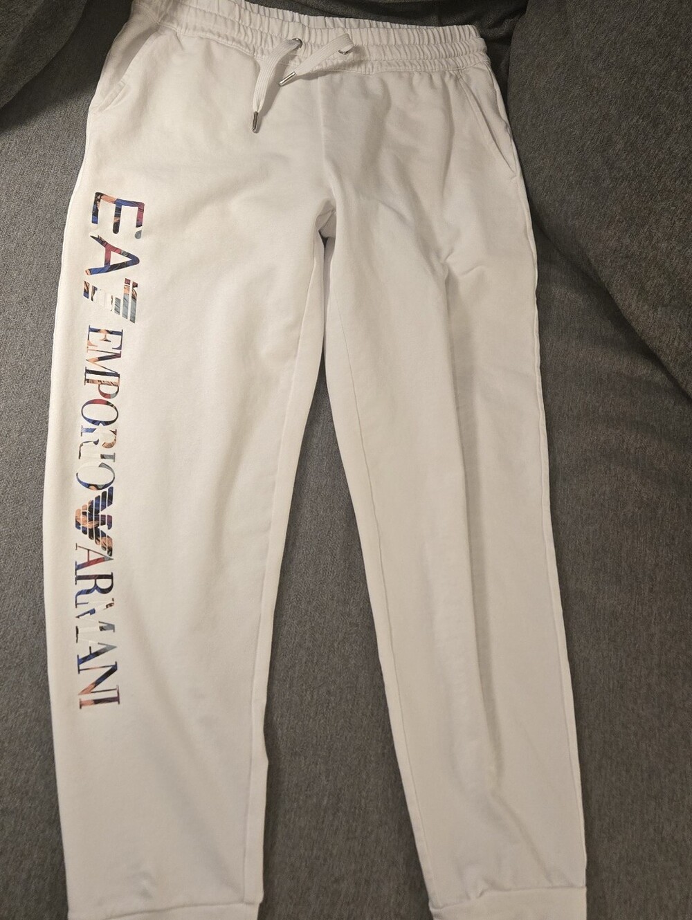 EA7 Emporio Armani Women's White Logo Joggers, Size: S